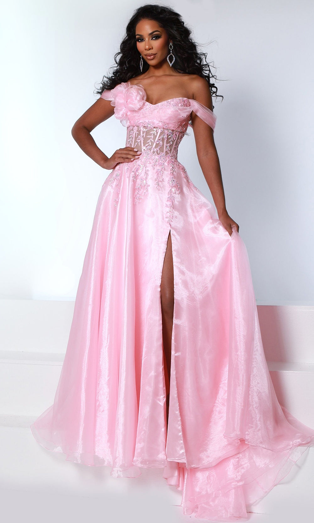 Johnathan Kayne 3279 - Floral Rosette Off?Shoulder Gown Prom Dresses
