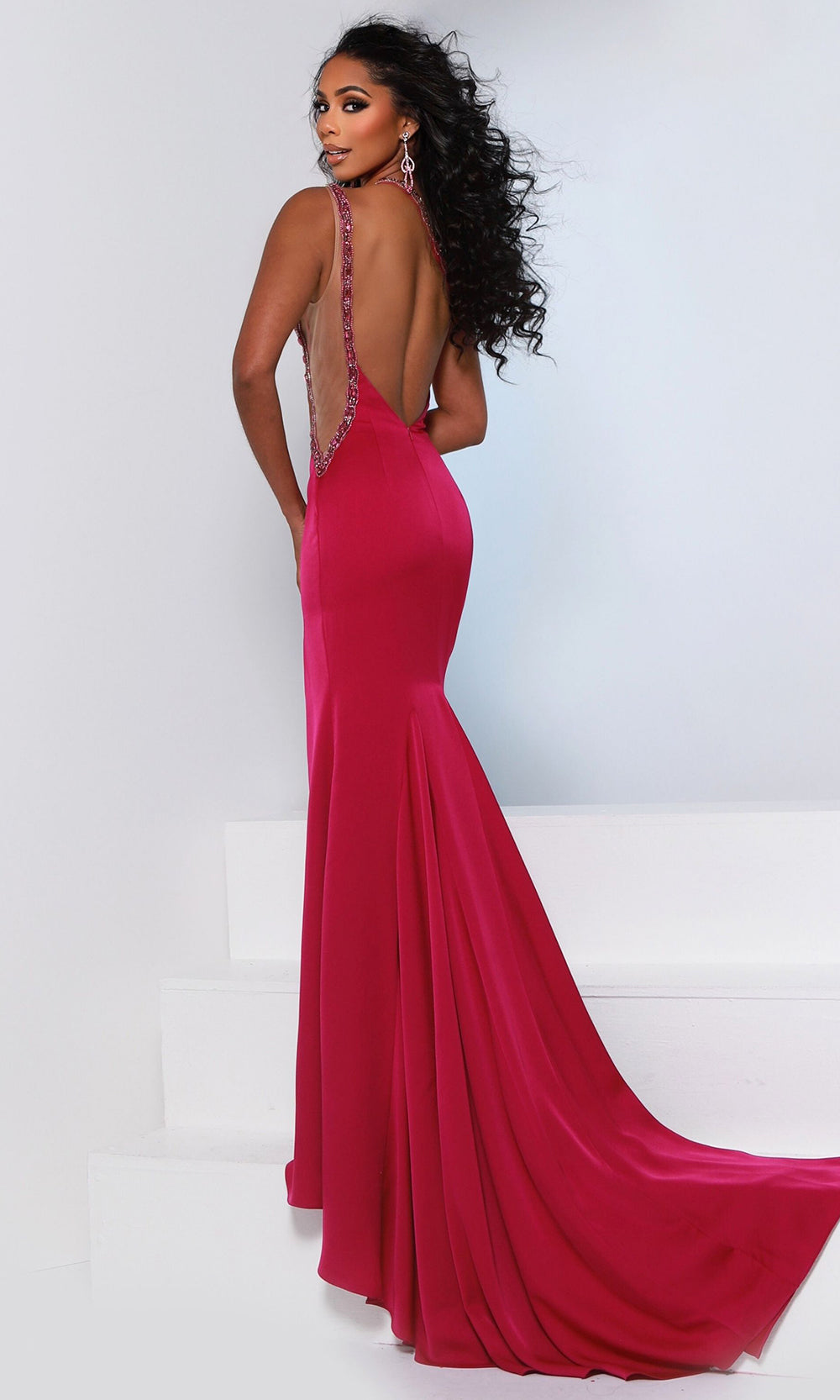 Johnathan Kayne 3286 - Asymmetric Crystal Cape Evening Gown Pageant Dresses