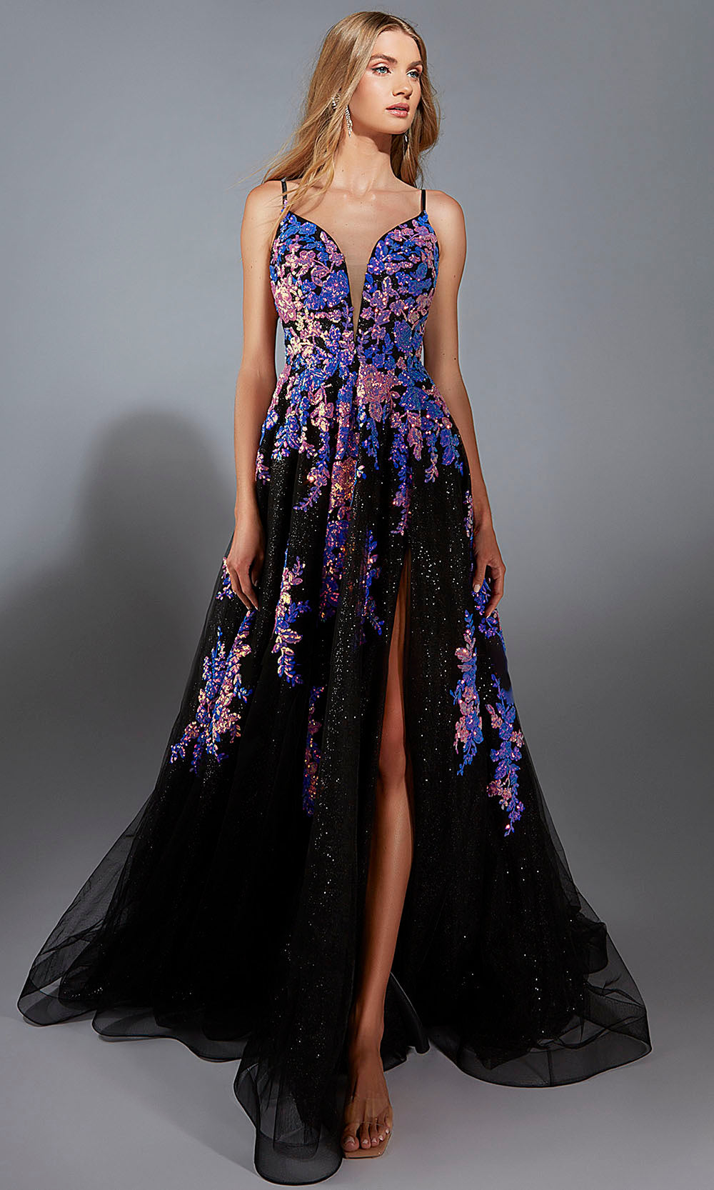 Aerie Couture 328 - V-Neck Ball Gown with Lace-Up Back Prom Dresses