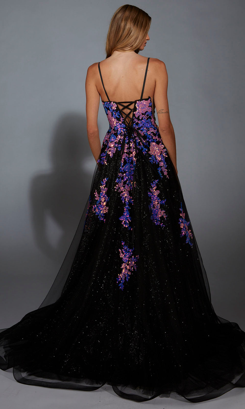 Aerie Couture 328 - V-Neck Ball Gown with Lace-Up Back Prom Dresses