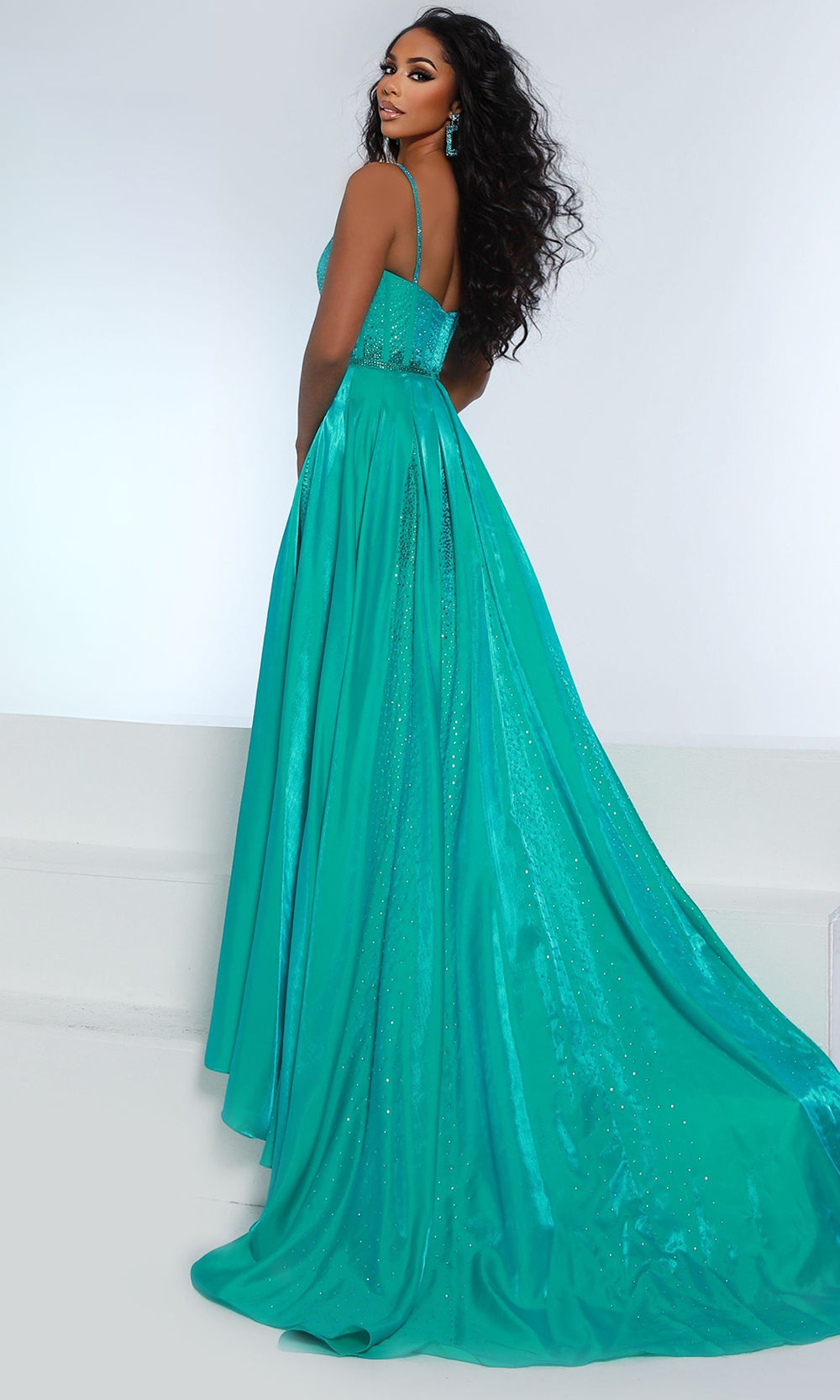 Johnathan Kayne 3293 - Illusion Neckline Iridescent Satin Evening Gown Prom Dresses