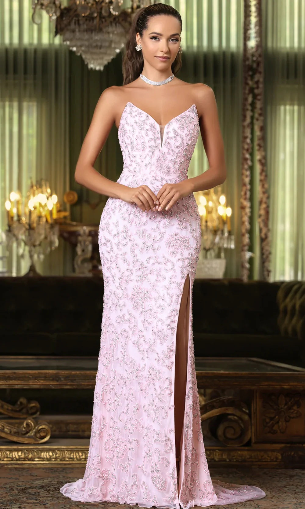 Chandalier 330271 - Fitted Beaded Evening Dress Prom Dresses