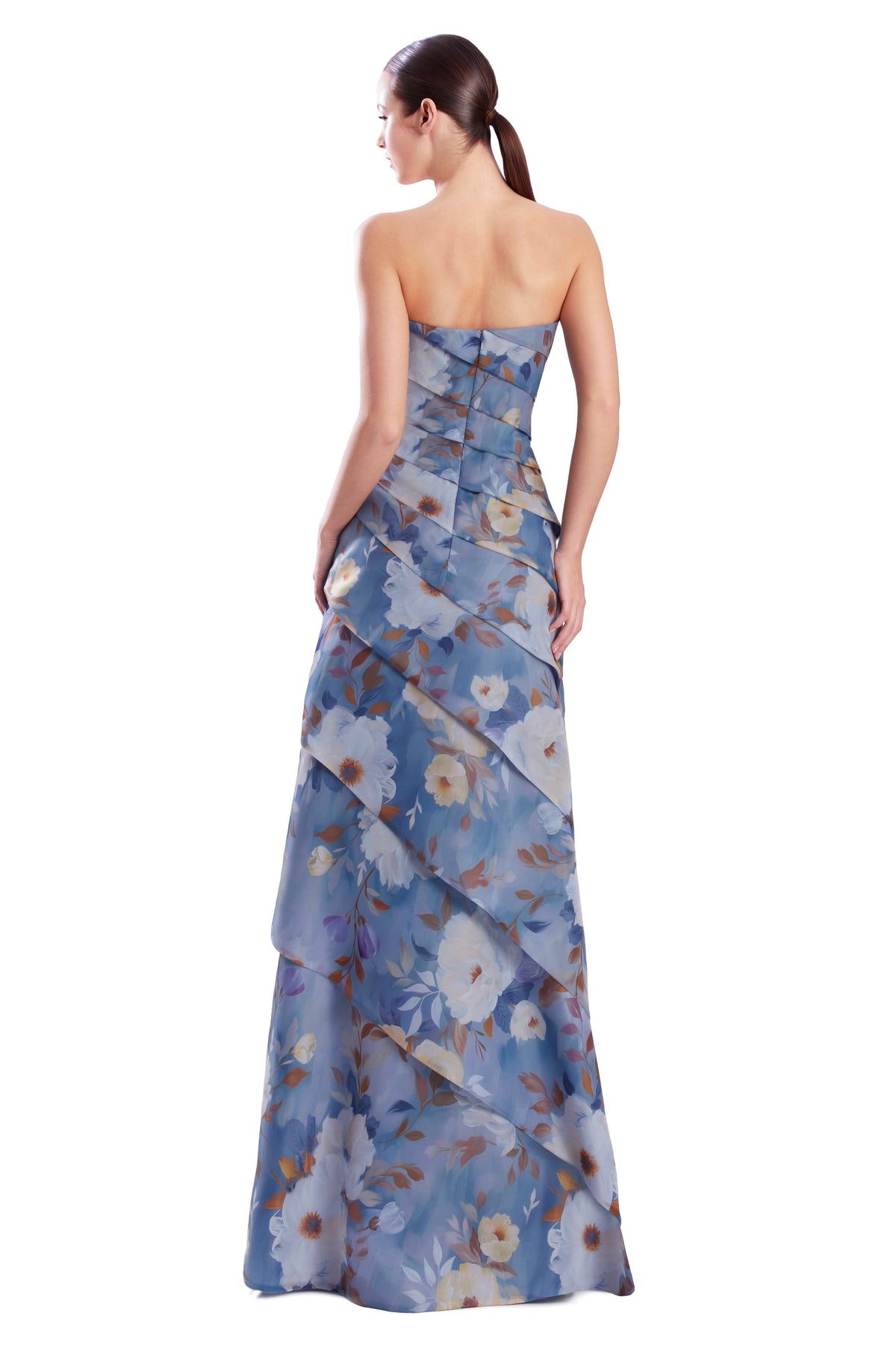 Alexander by Daymor 3303F26 - Tiered Straight Across Floral Evening Gown
