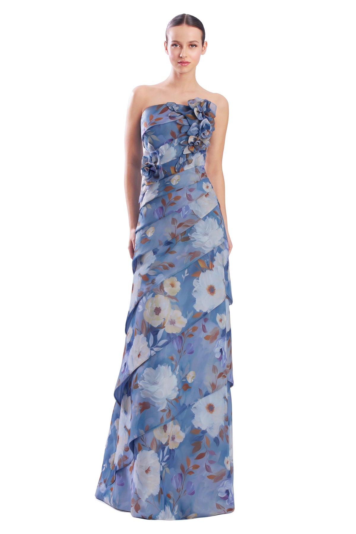 Alexander by Daymor 3303F26 - Tiered Straight Across Floral Evening Gown