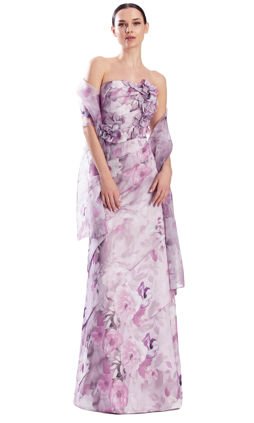 Alexander by Daymor 3303F26 - Tiered Straight Across Floral Evening Gown