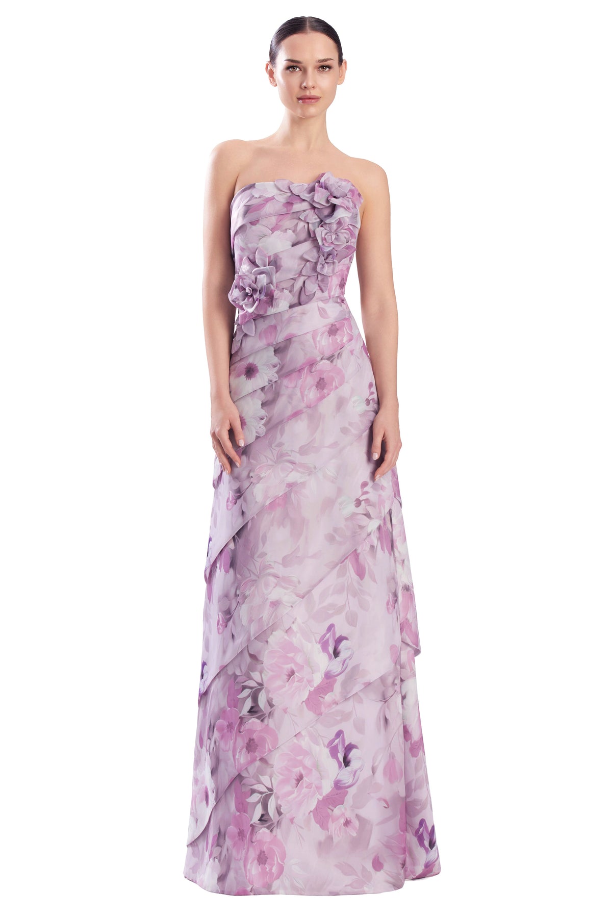 Alexander by Daymor 3303F26 - Tiered Straight Across Floral Evening Gown