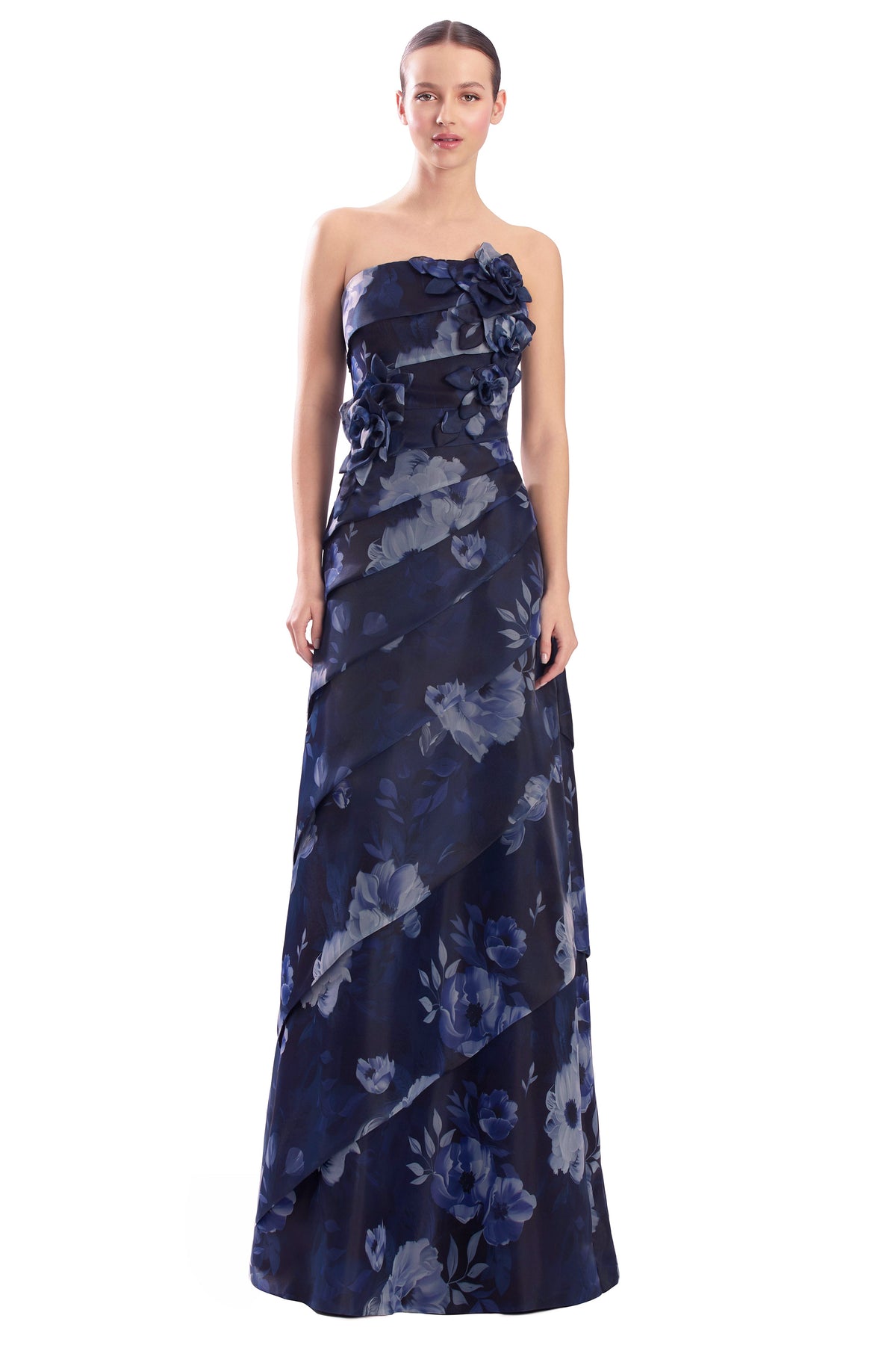 Alexander by Daymor 3303F26 - Tiered Straight Across Floral Evening Gown