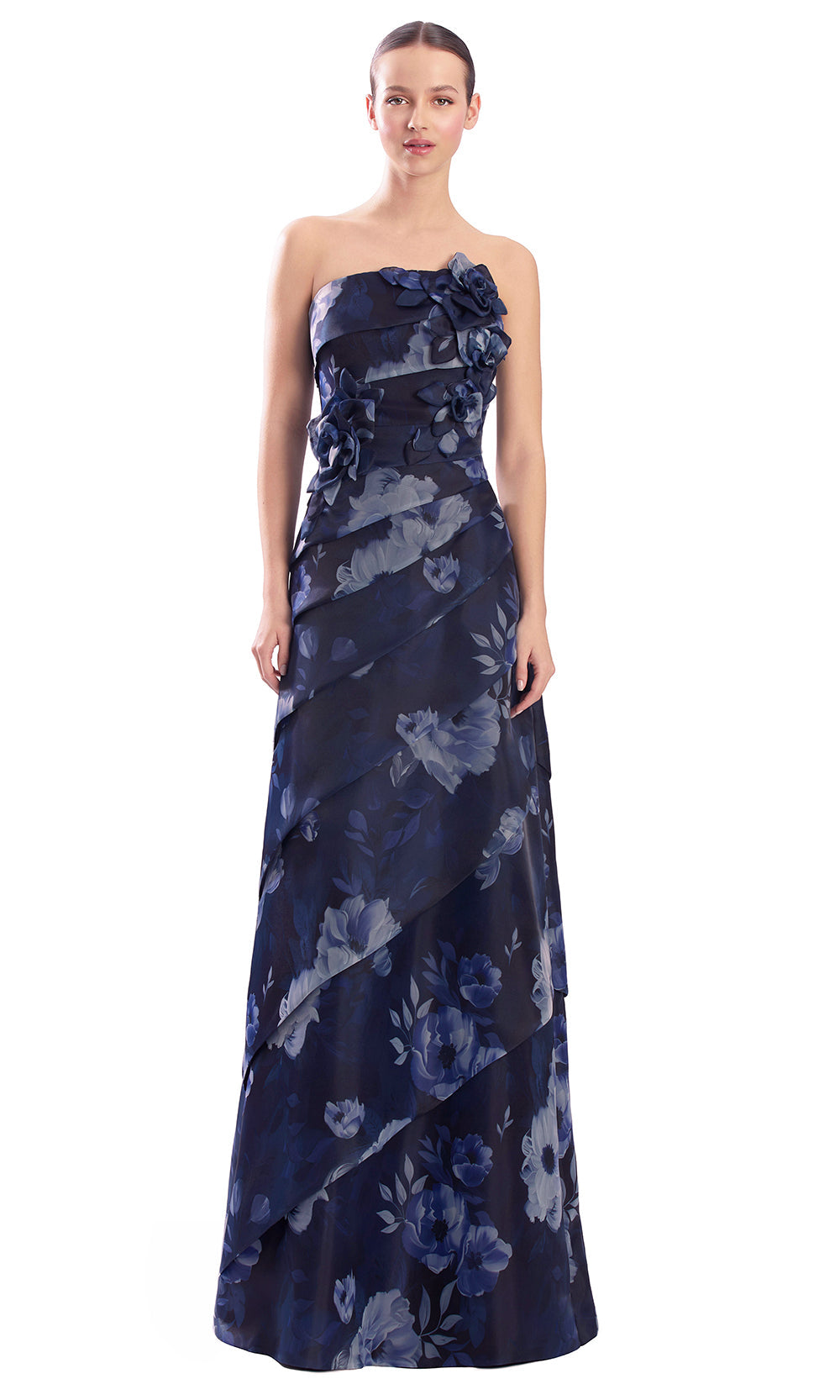 Alexander by Daymor 3303F26 - Tiered Straight Across Floral Evening Gown