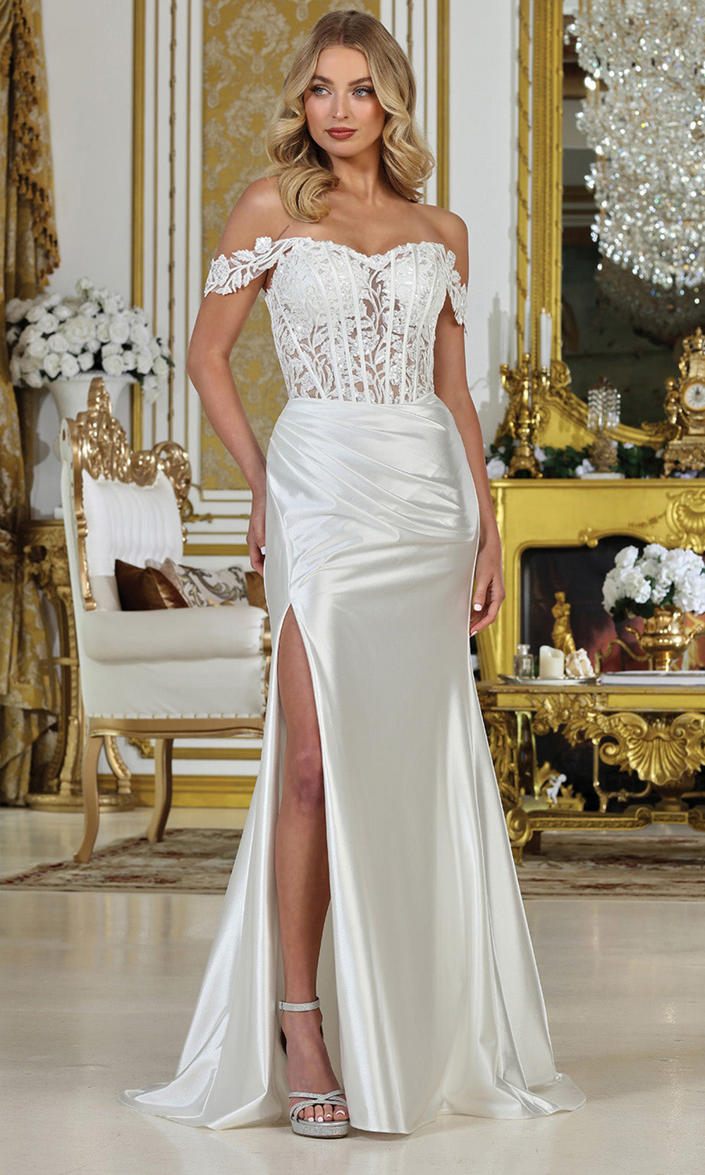 Adora Design 3308 - Sweetheart Neckline Applique Fitted Gown Prom Gown in White  