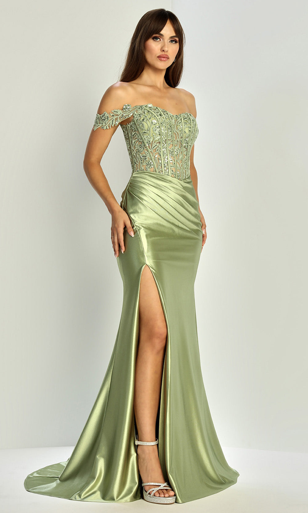 Adora Design 3308 - Sweetheart Neckline Applique Fitted Gown Prom Gown in Green  