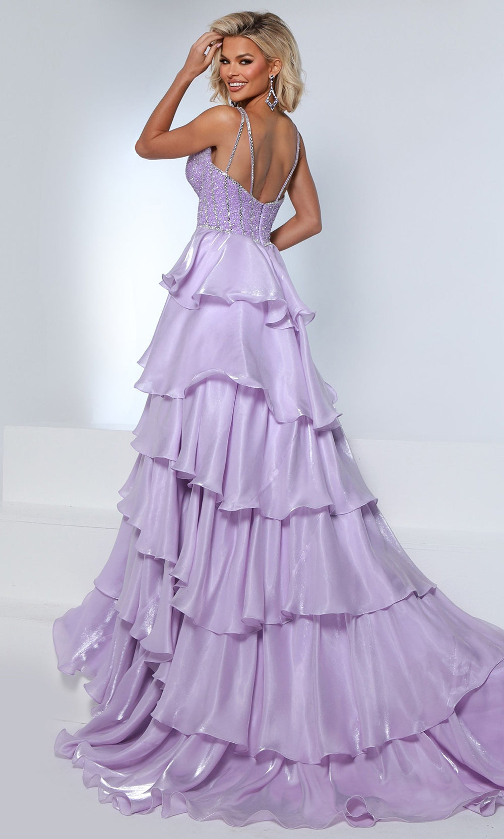 Johnathan Kayne 3309 - Embellished Tiered Chiffon A Line Gown Ball Gowns