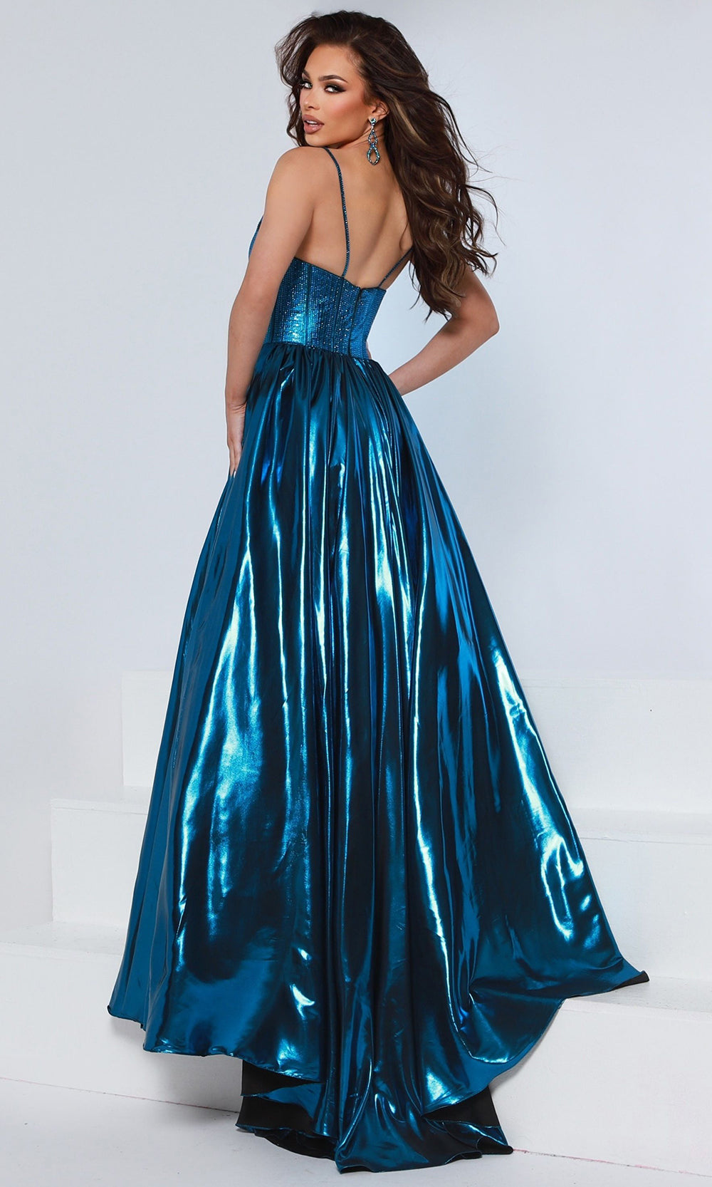Johnathan Kayne 3315 - Illusion Metallic Corset Evening Gown Ball Gowns