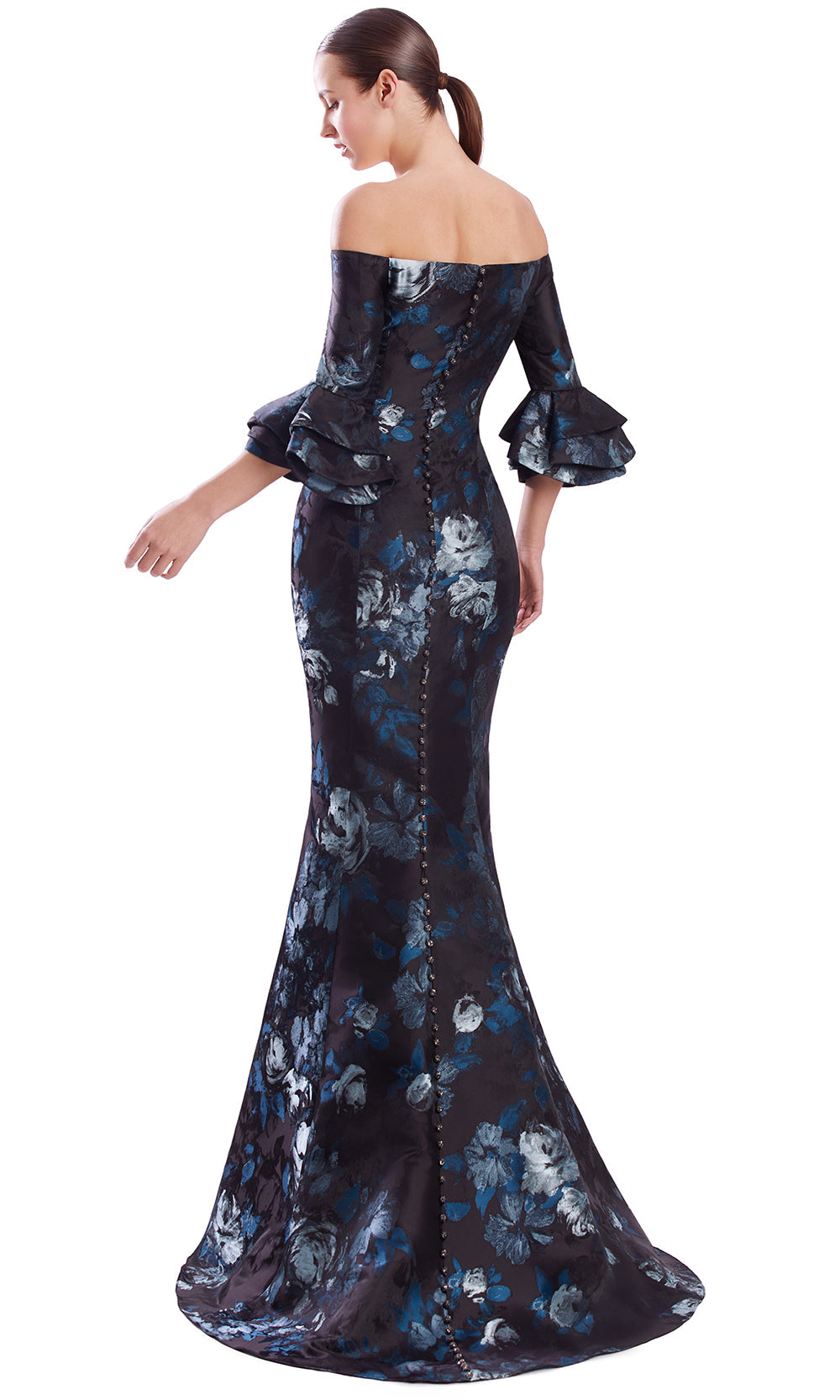 Alexander by Daymor 3318F26 - Off Shoulder Pleated Floral Evening Gown