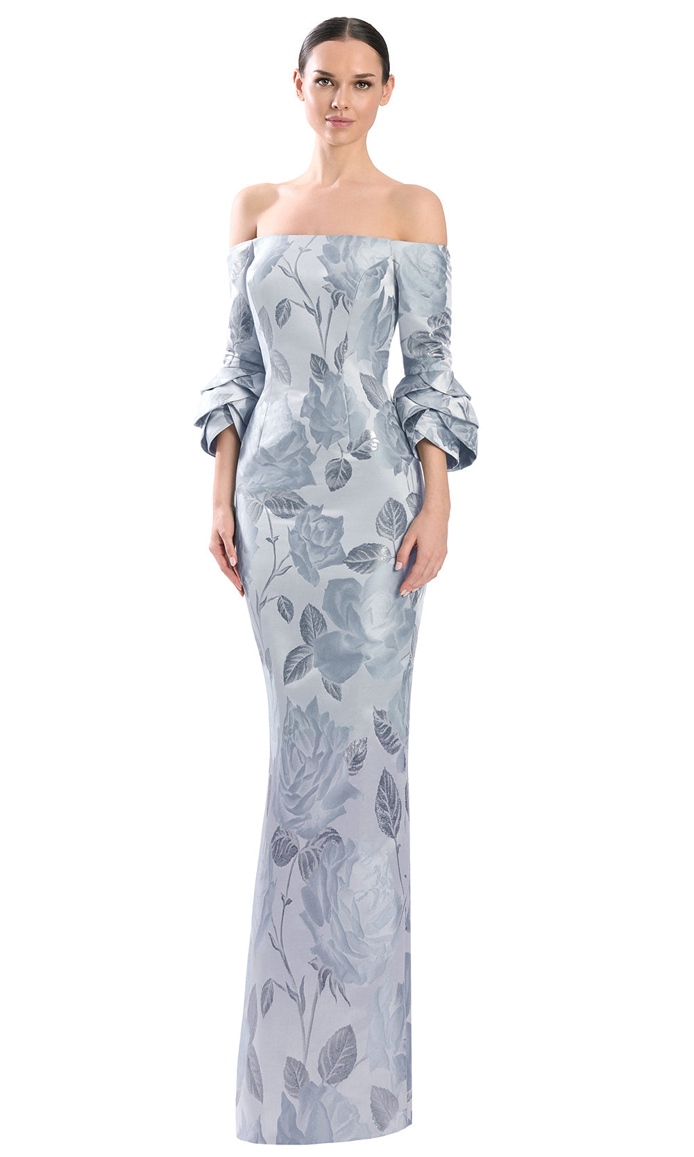 Alexander by Daymor 3321F26 - Three-Quarter Sleeve Printed Evening Gown