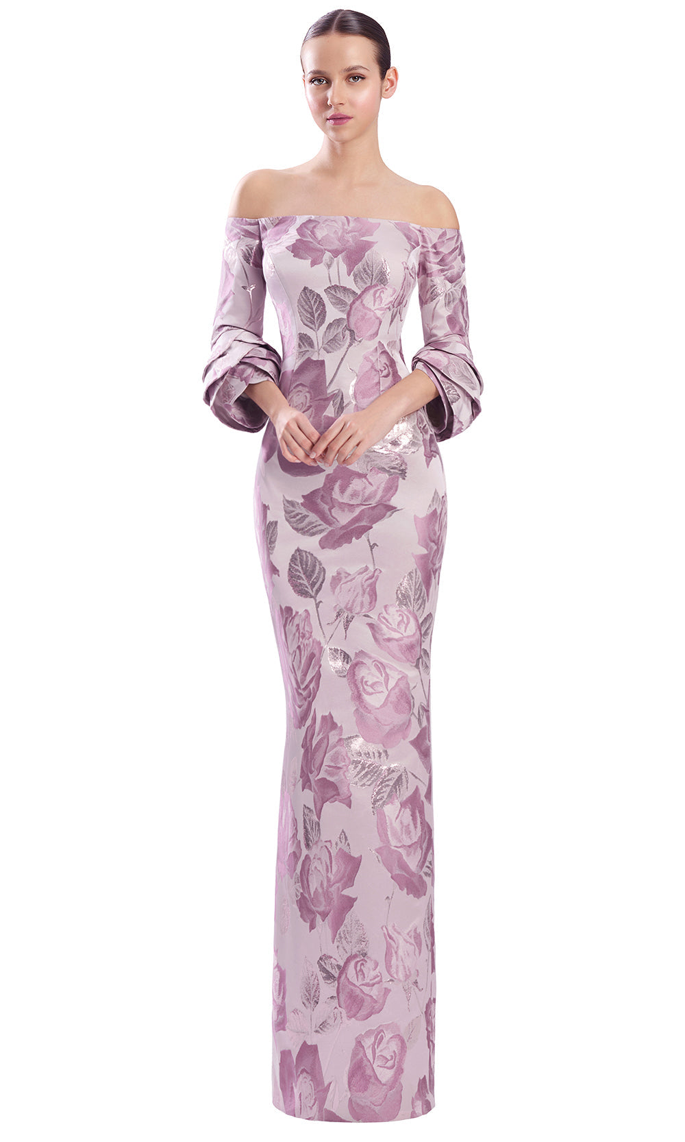 Alexander by Daymor 3321F26 - Three-Quarter Sleeve Printed Evening Gown