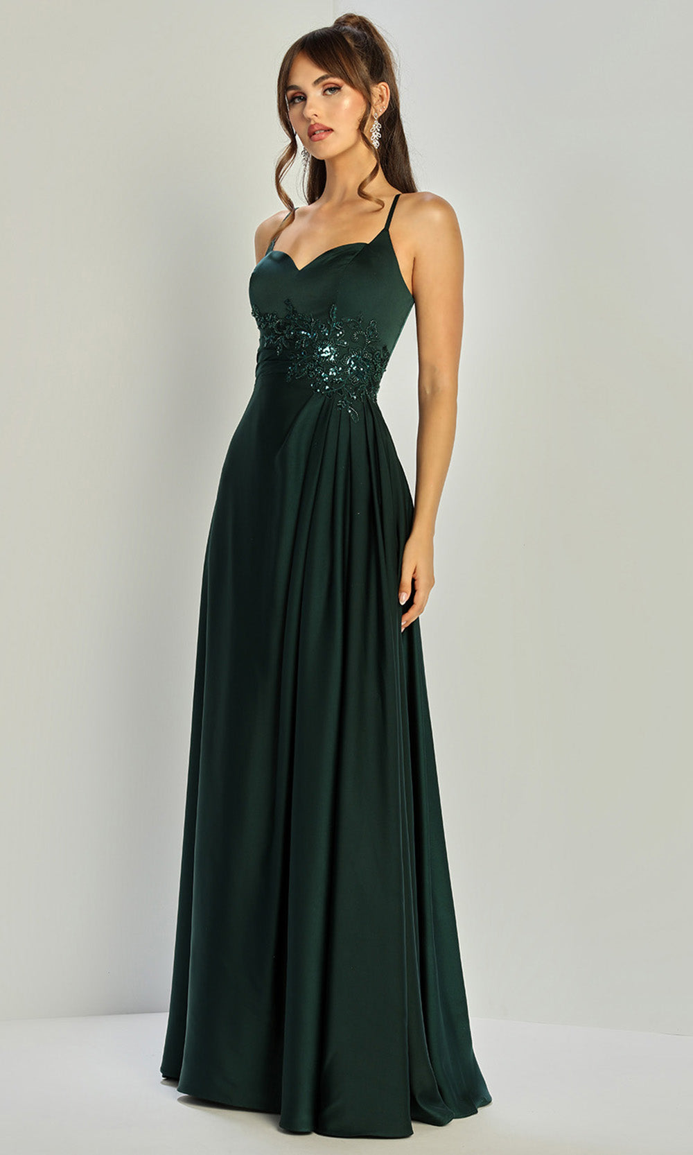 Adora Design 3321 - Floral Applique Bodice Sleeveless Gown Prom Dresses in Green  