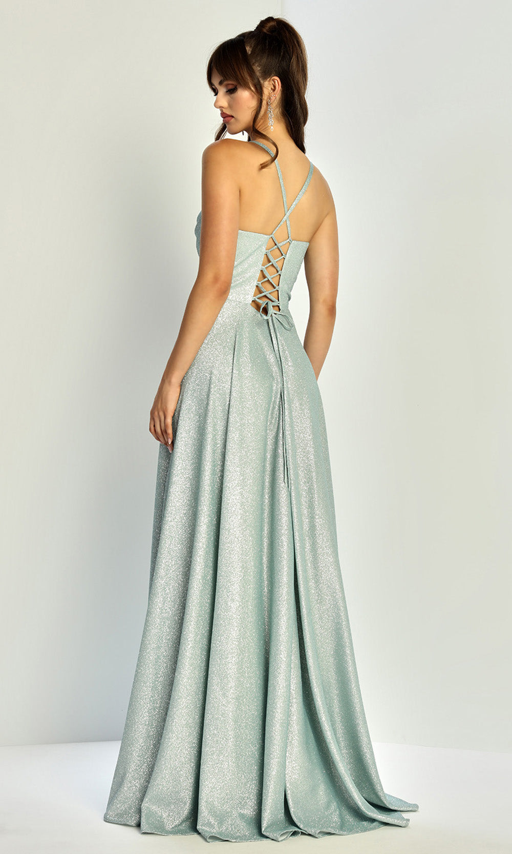 Adora Design 3324 - Cowl Neck High Slit Formal Gown Bridesmaid Dresses in Green  