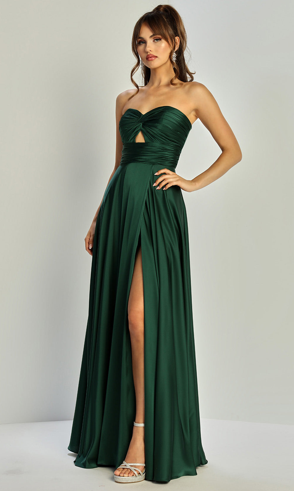 Adora Design 3325 - Strapless Front Slit Evening Gown Bridesmaid Dresses in Green  