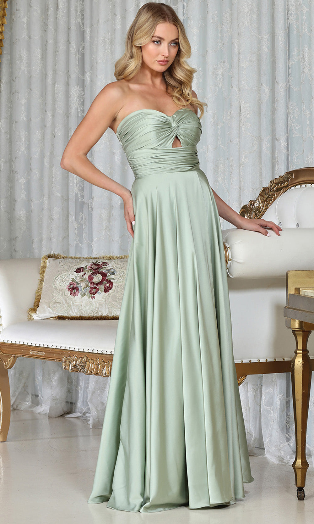 Adora Design 3325 - Strapless Front Slit Evening Gown Bridesmaid Dresses in Green  