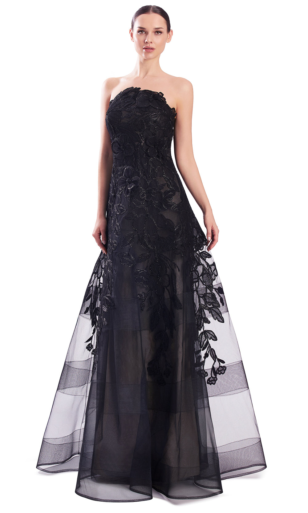 Alexander by Daymor 3330F26 - Floral Applique A-Line Evening Gown