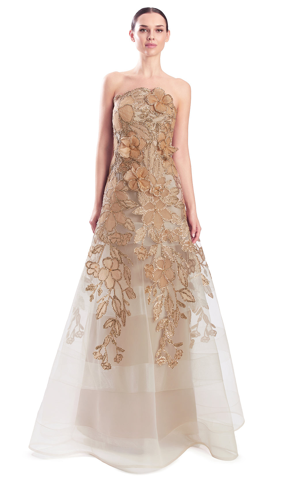 Alexander by Daymor 3330F26 - Floral Applique A-Line Evening Gown