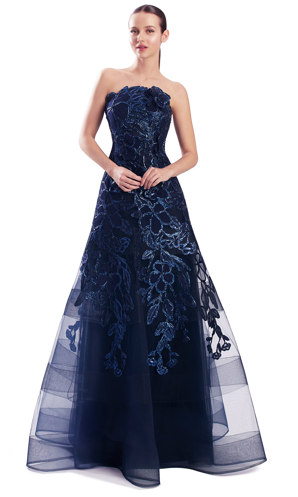 Alexander by Daymor 3330F26 - Floral Applique A-Line Evening Gown