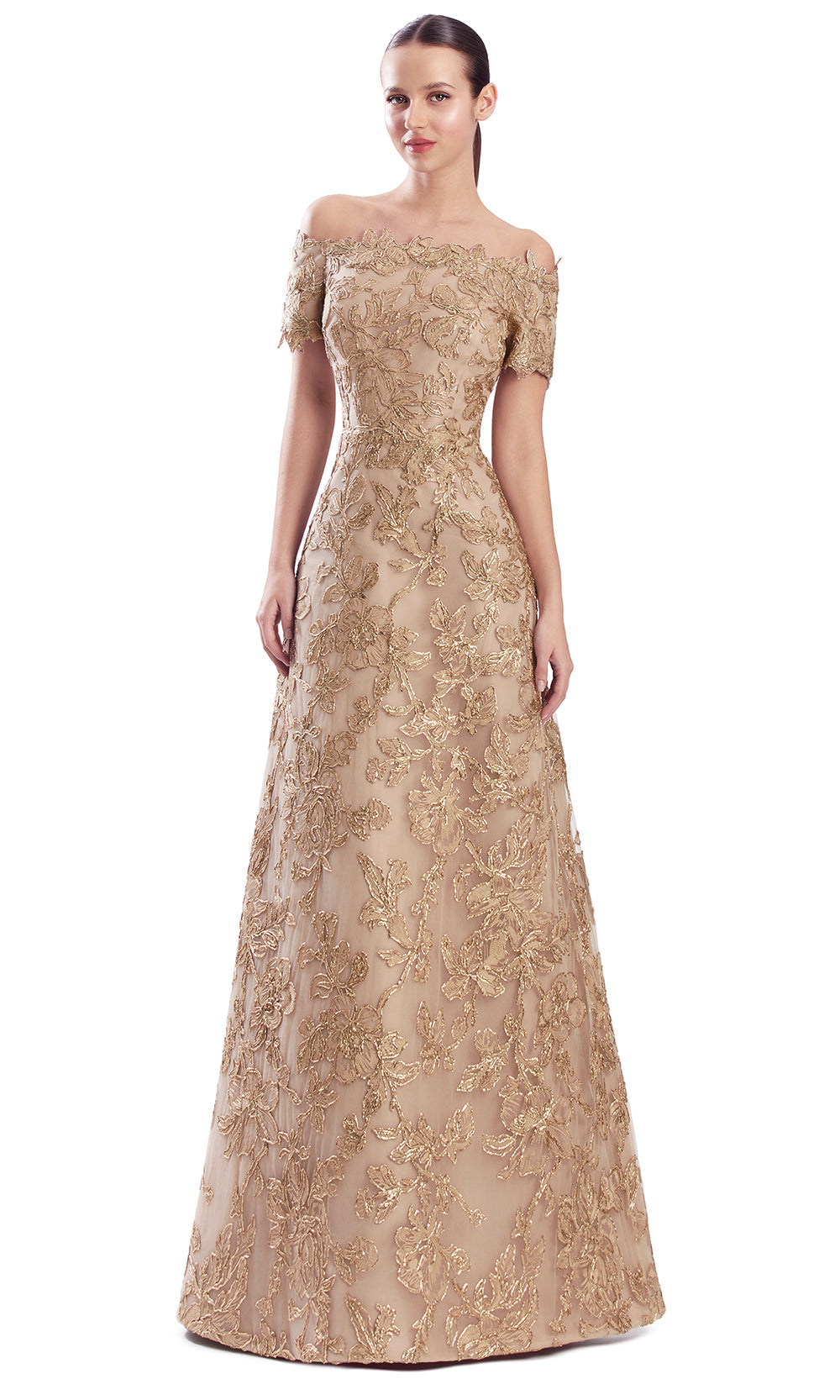 Alexander by Daymor 3331F26 - Applique Off Shoulder Evening Gown
