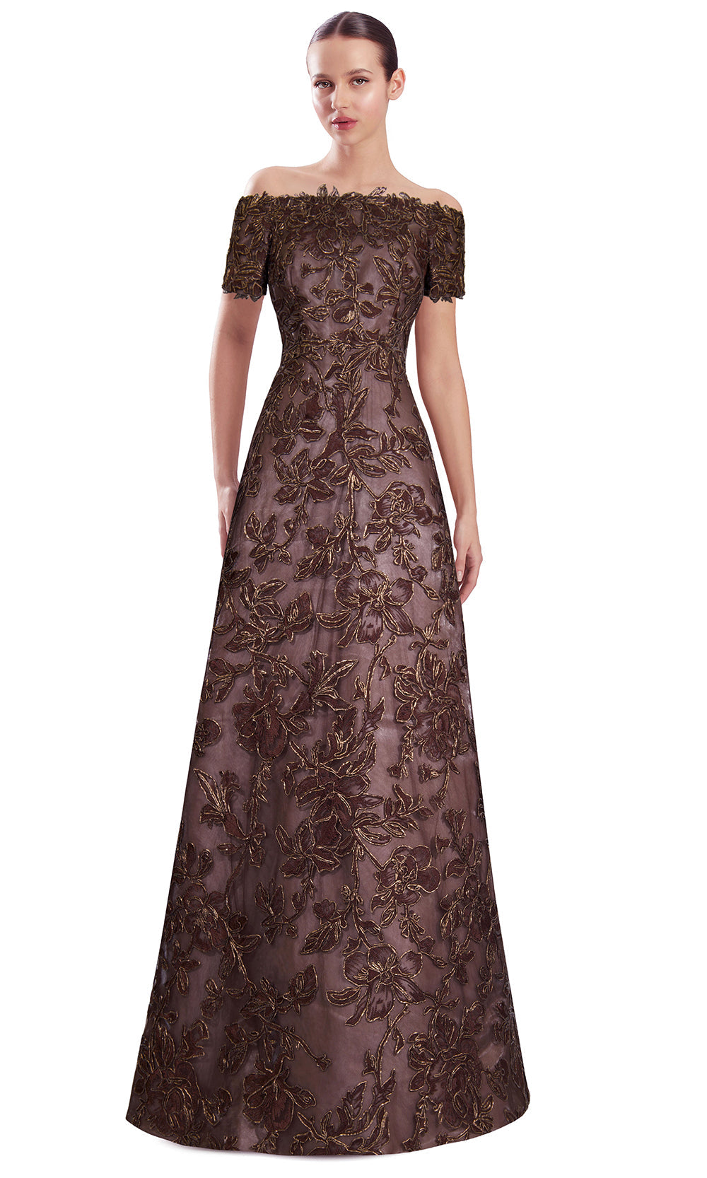 Alexander by Daymor 3331F26 - Applique Off Shoulder Evening Gown