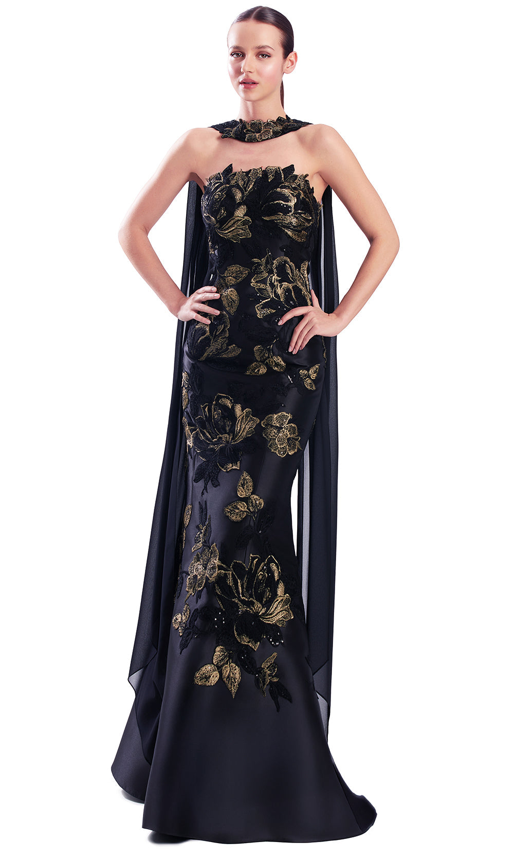 Alexander by Daymor 3332F26 - Straight Neck Applique Evening Gown