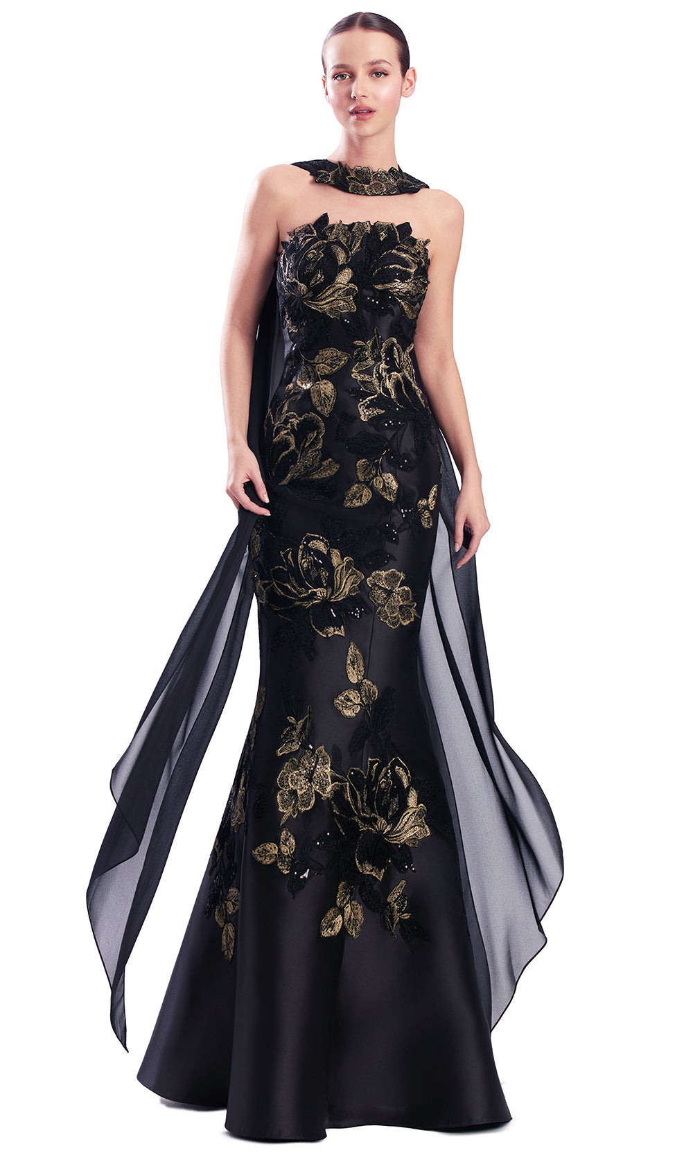 Alexander by Daymor 3332F26 - Straight Neck Applique Evening Gown