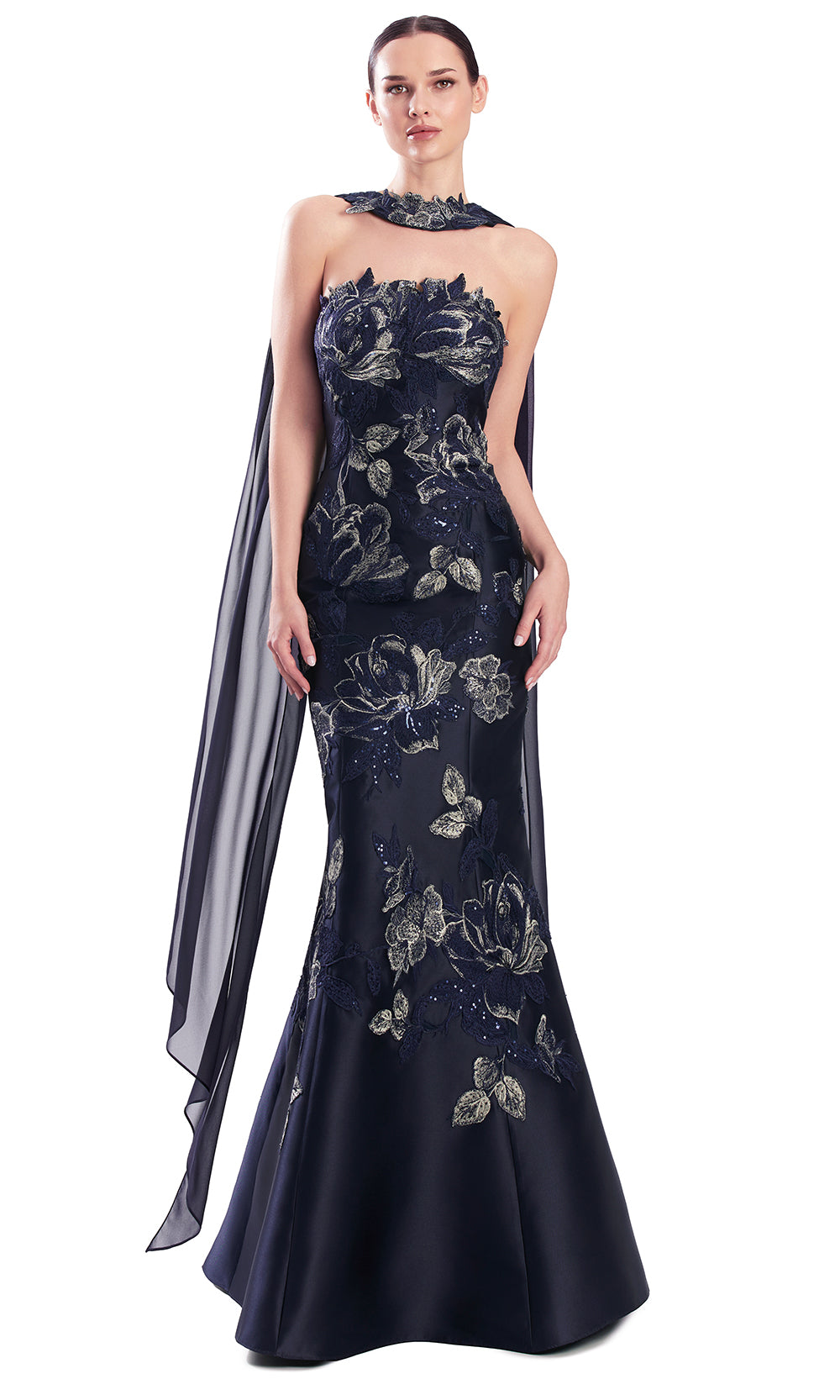 Alexander by Daymor 3332F26 - Straight Neck Applique Evening Gown