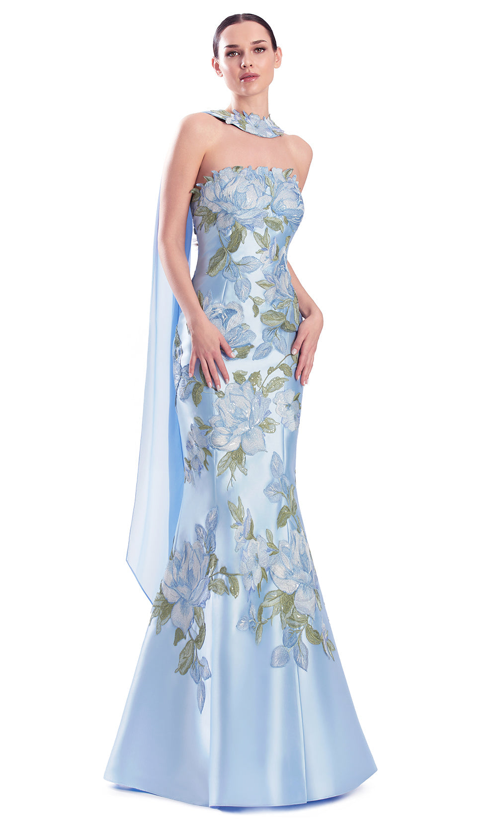 Alexander by Daymor 3332F26 - Straight Neck Applique Evening Gown