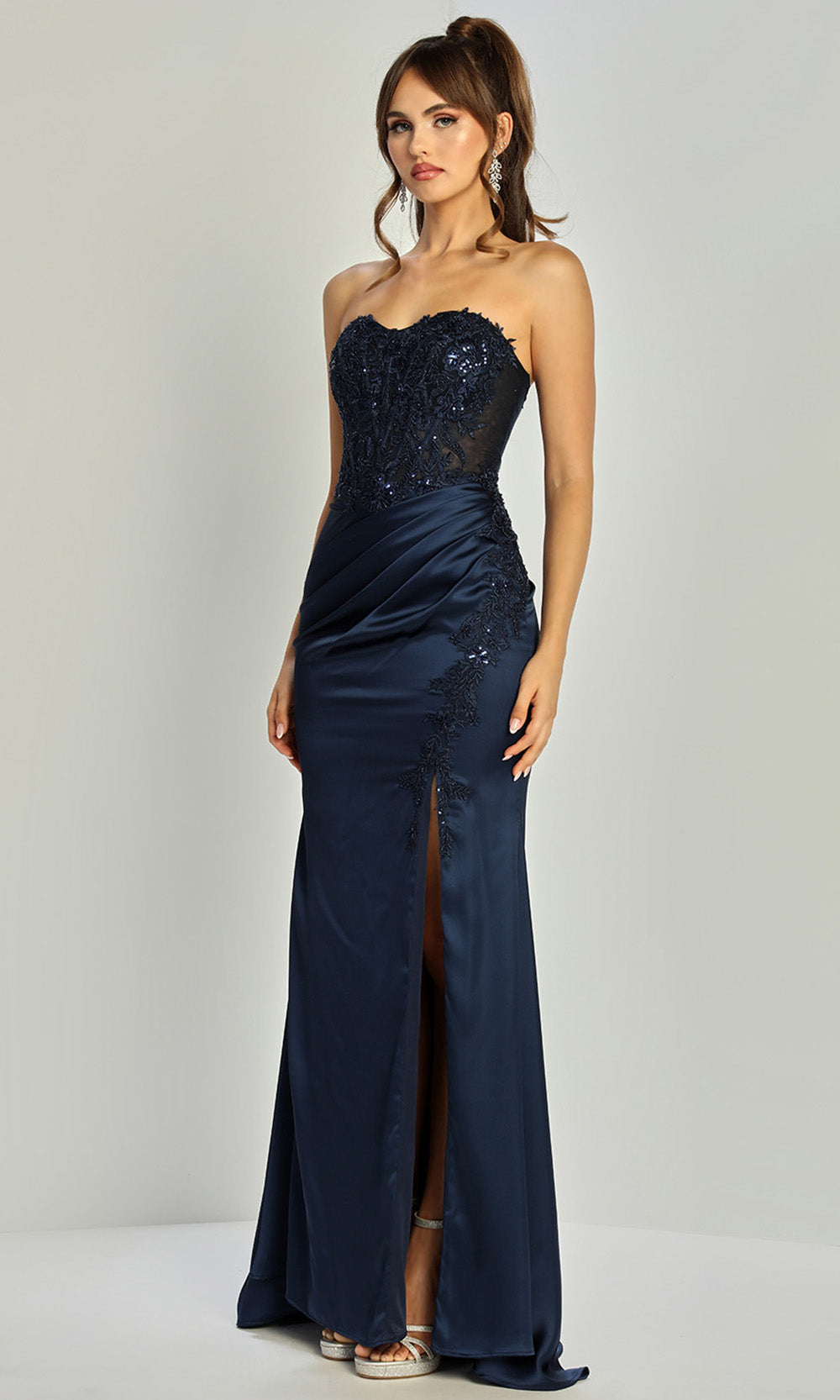 Adora Design 3336 - Sweetheart Sheath Evening Gown with Front Slit Formal Gowns in Blue  