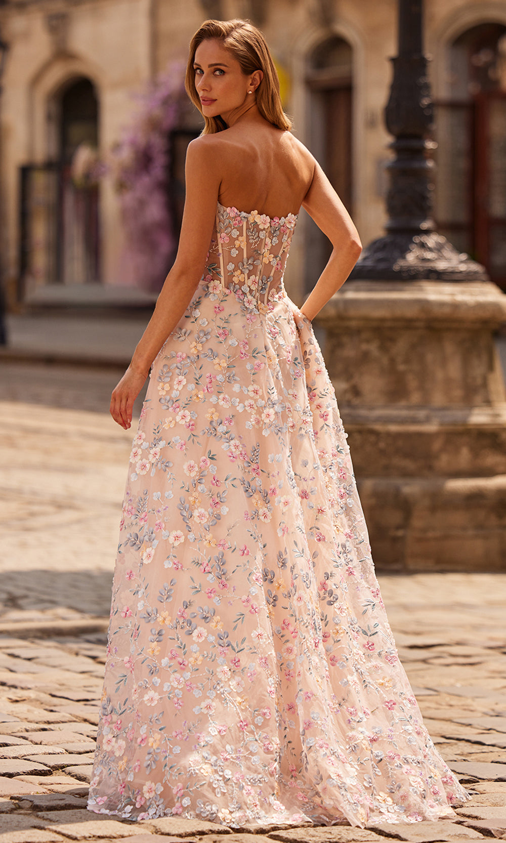 La Femme 33409 - Floral Applique Sweetheart A-Line Gown Prom Dresses