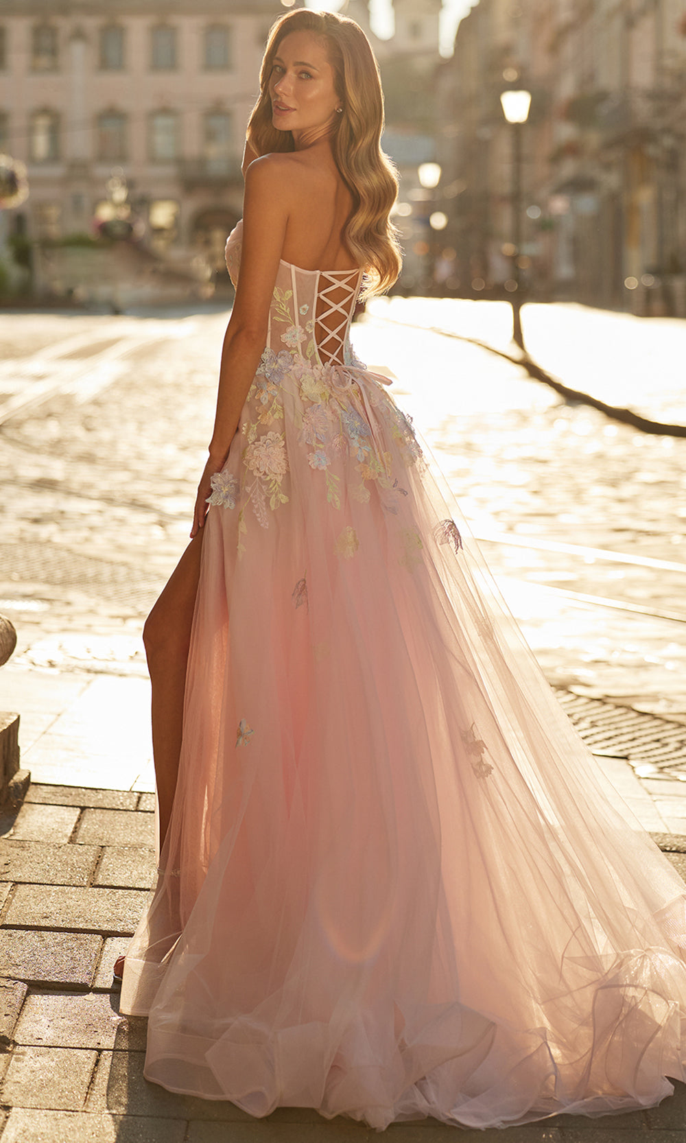 La Femme 33432 - Scoop Neck A-Line Prom Gown with Floral Details Prom Dresses