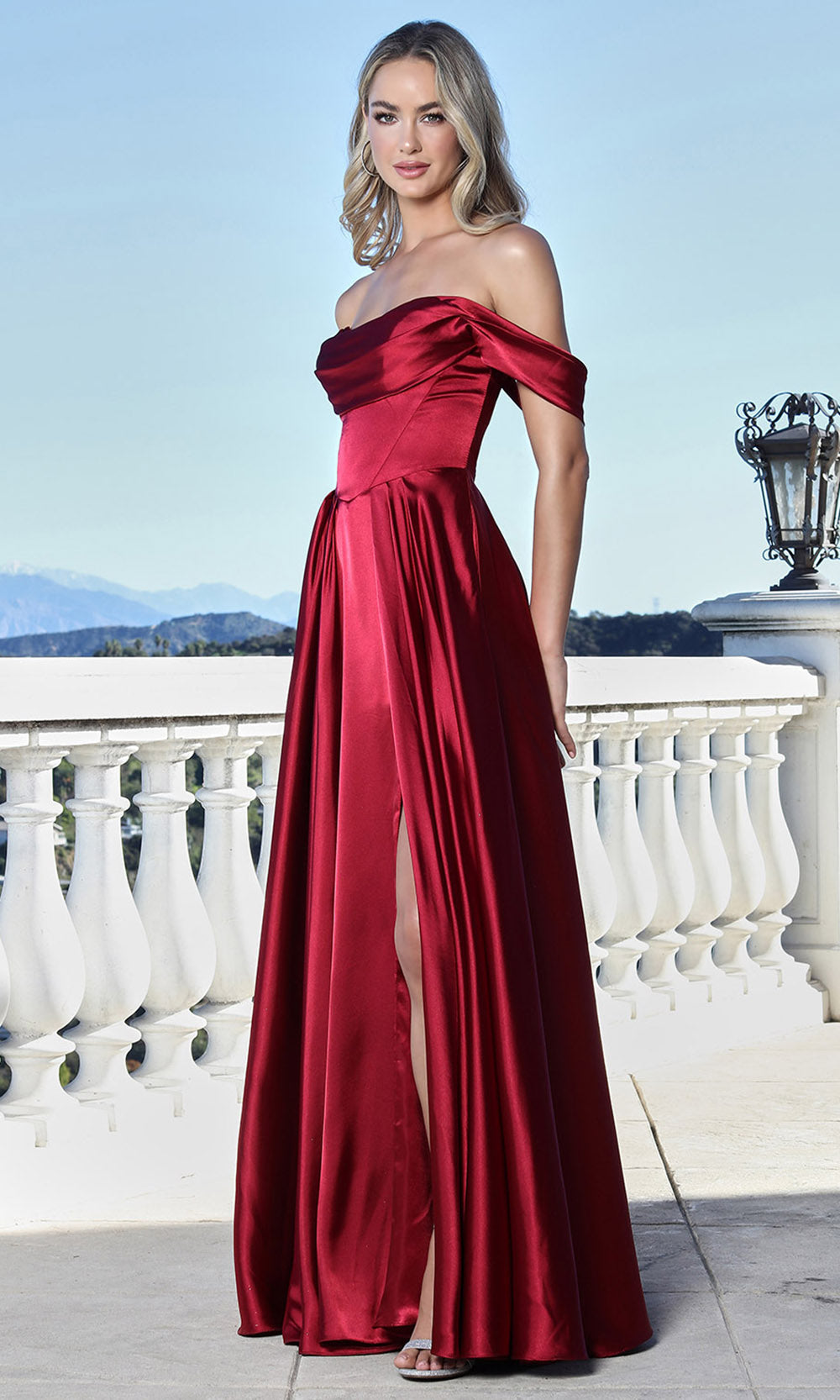 Adora Design 3343-01 - Lace-Up Back Draped Flowing Gown Wedding Dresses in Red  