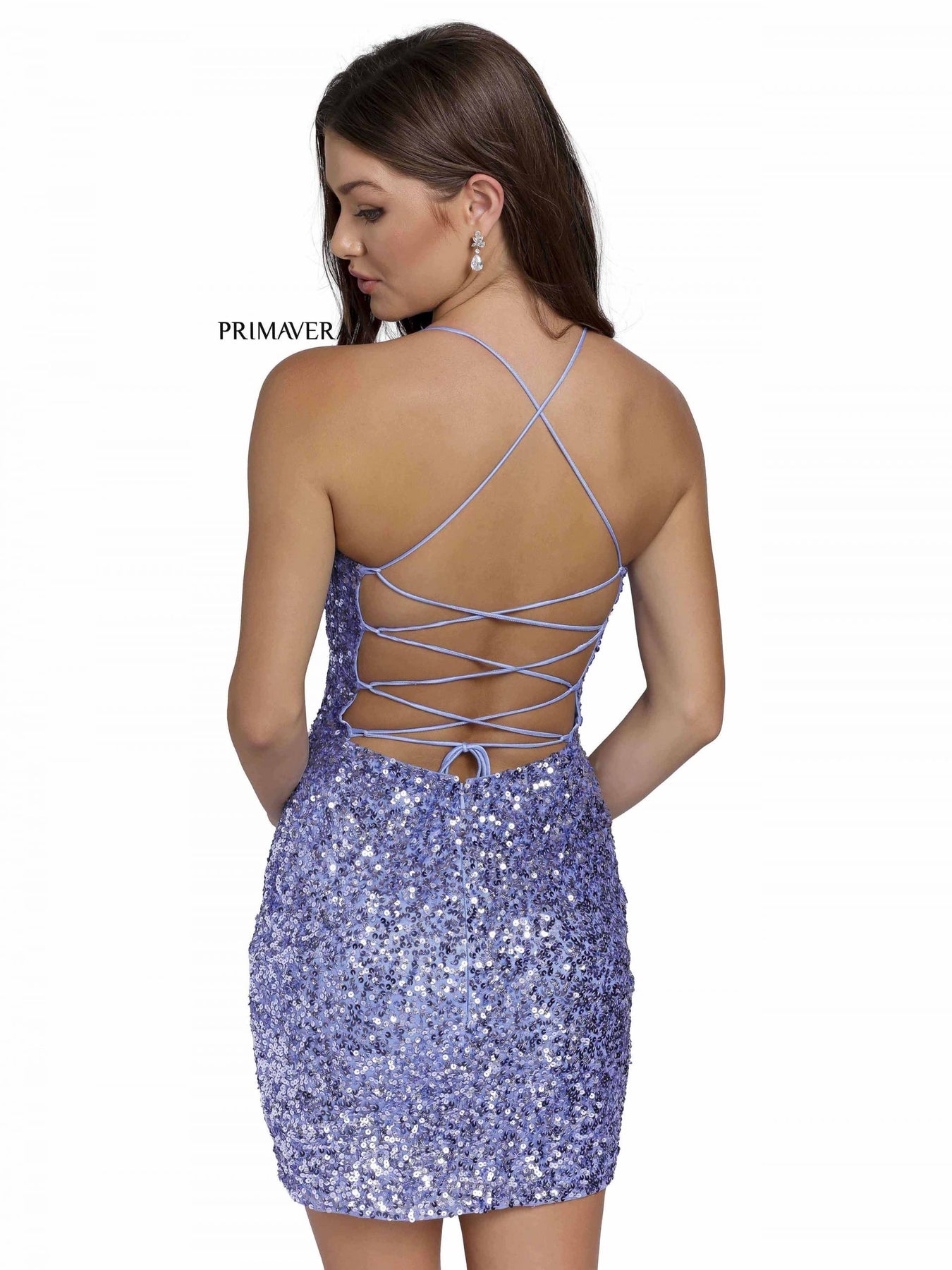 Primavera Couture 3351 - Spaghetti Strap Sequin Cocktail Dress
