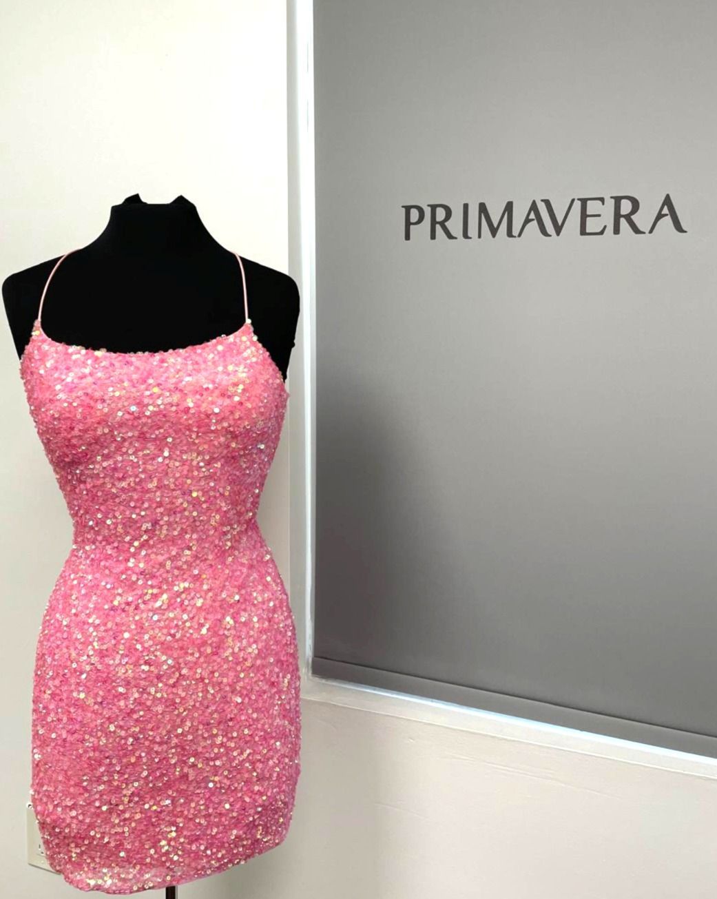 Primavera Couture 3351 - Spaghetti Strap Sequin Cocktail Dress