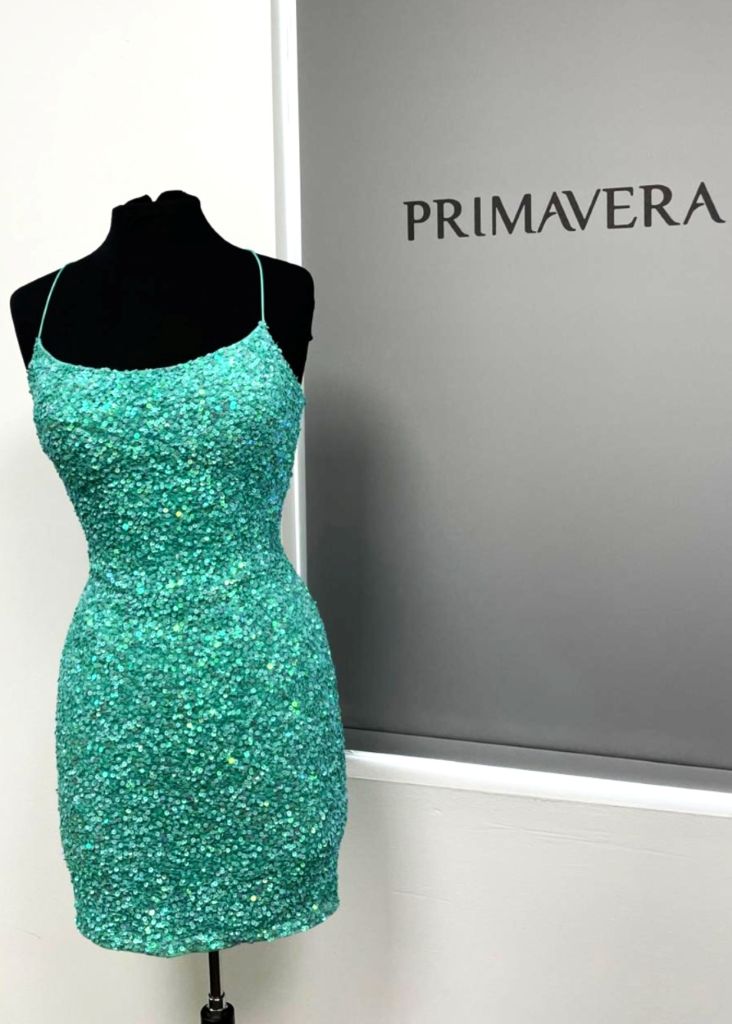 Primavera Couture 3351 - Spaghetti Strap Sequin Cocktail Dress