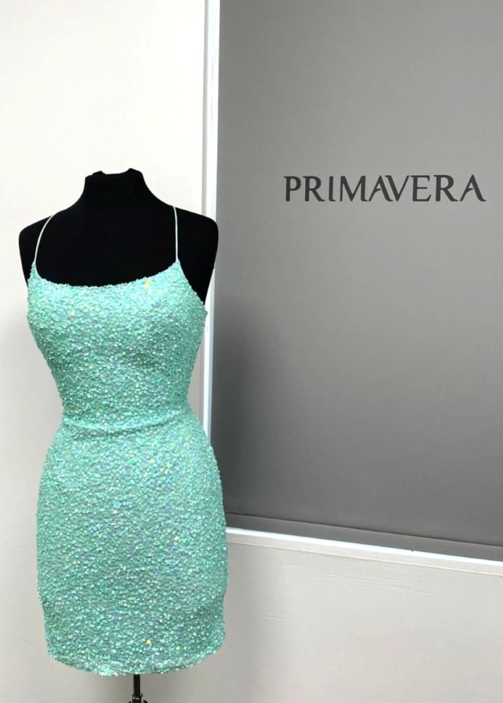 Primavera Couture 3351 - Spaghetti Strap Sequin Cocktail Dress