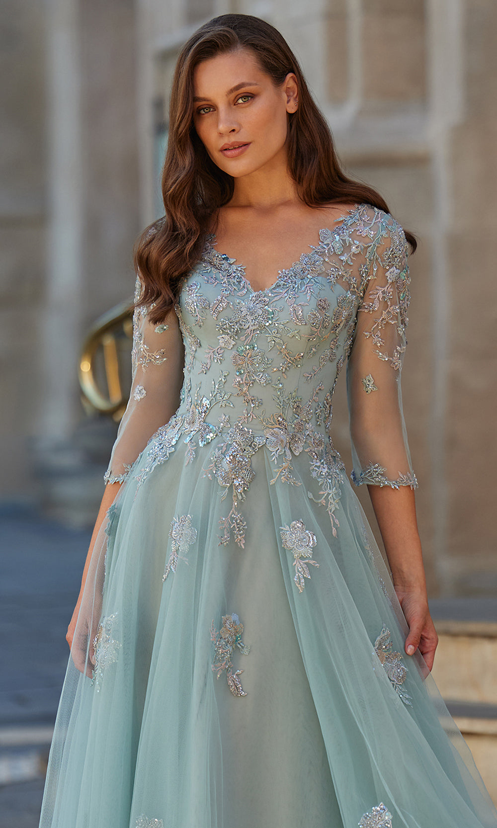 La Femme 33536 - Beaded Applique Tulle A-Line Gown Mother of the Bride Dresses
