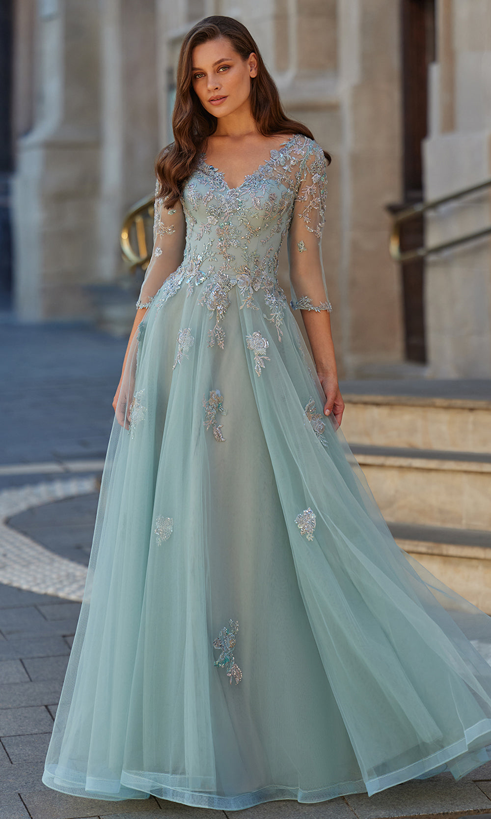 La Femme 33536 - Beaded Applique Tulle A-Line Gown Mother of the Bride Dresses