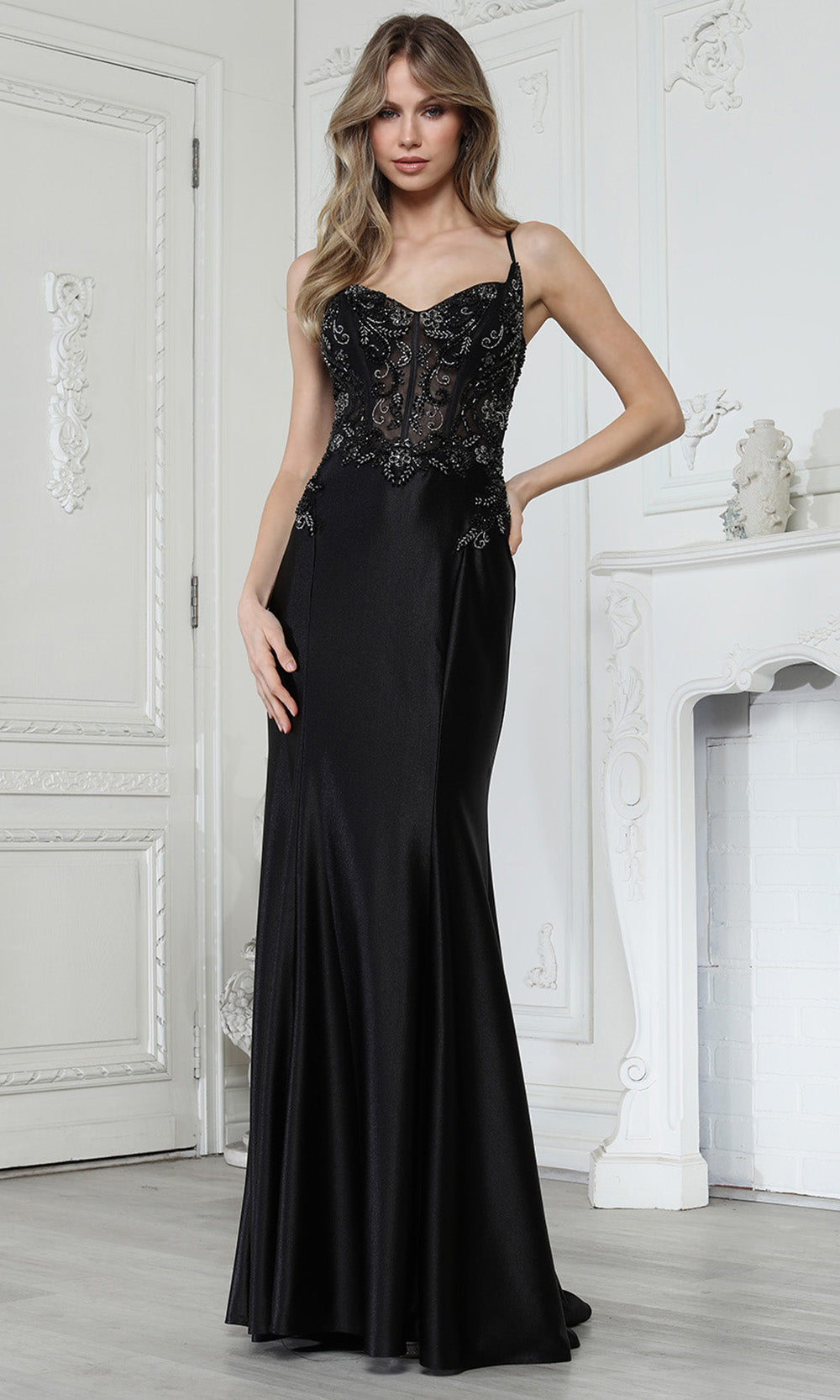 Adora Design 3358 - Contoured Seam Embellished Sweetheart Gown Evening Dresses in Black  