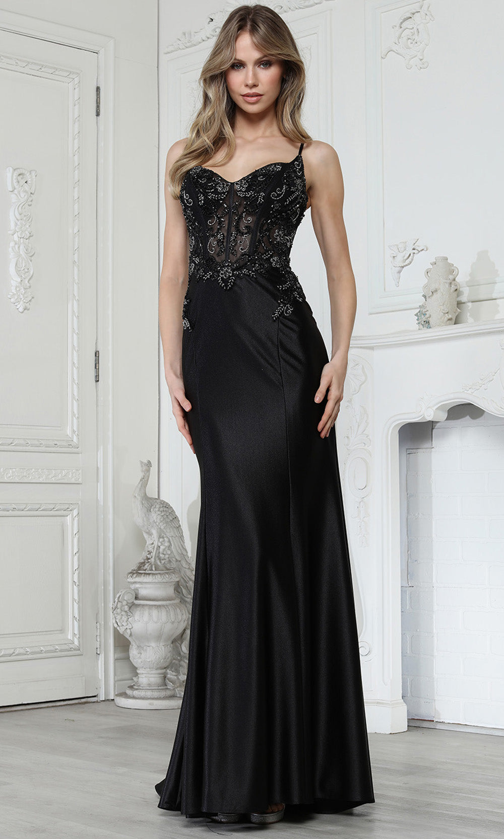 Adora Design 3358 - Contoured Seam Embellished Sweetheart Gown Evening Dresses in Black  