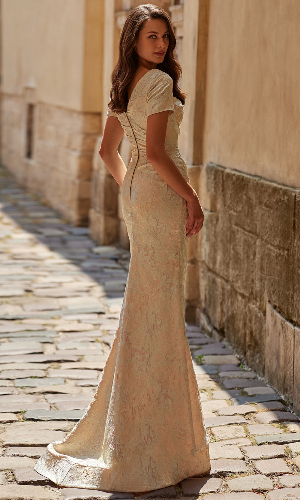La Femme 33598 - Elegant Jacquard Square Neck Gown Mother of the Bride Dresses