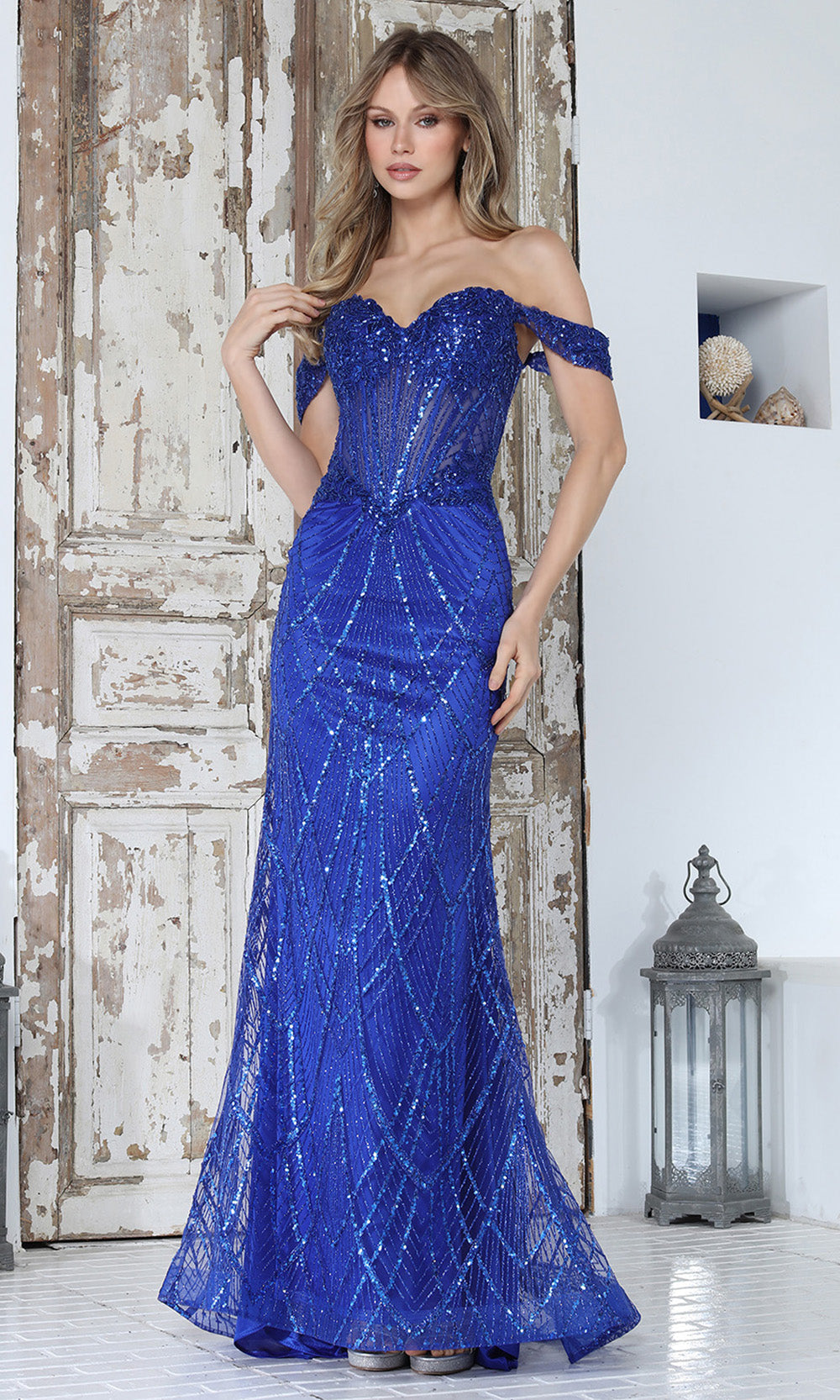 Adora Design 3359 - Mermaid Skirt Beaded Applique Prom Gown Prom Dresses in Blue  