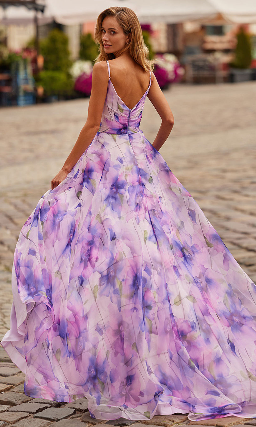 La Femme 33606 - Sleeveless A-Line Floral Print Gown Prom Dresses in Multi 