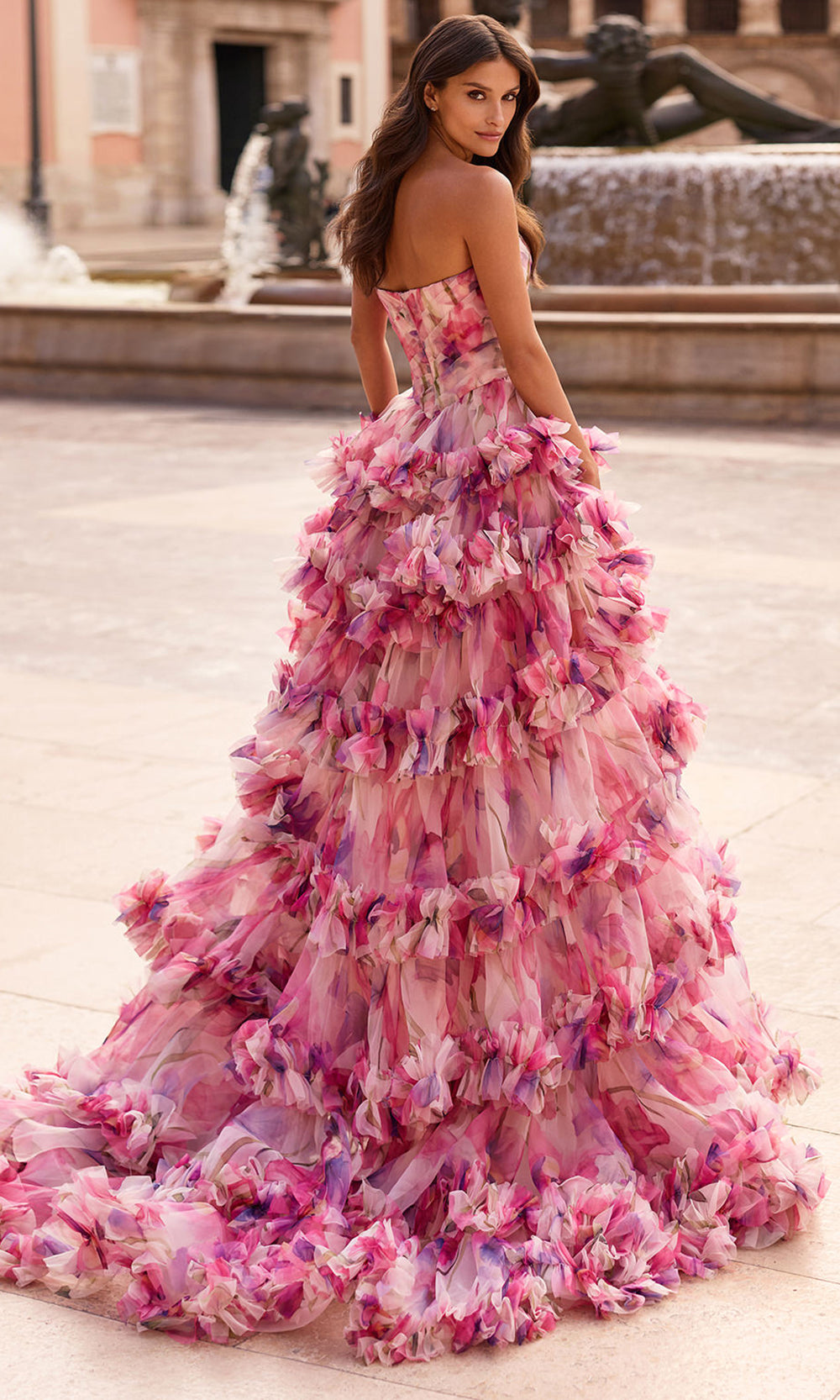 La Femme 33842 - Sweetheart Tiered Floral Ballgown Prom Dresses in Multi 