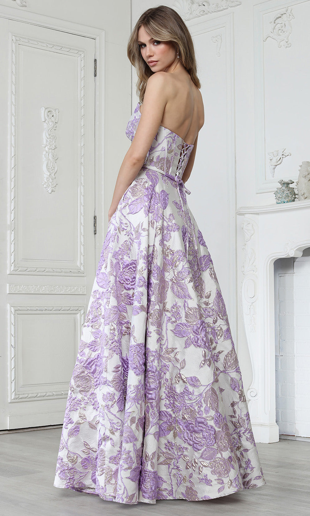Adora Design 3397 - Corset Floral A-Line Evening Gown Evening Dresses in Purple Multi 