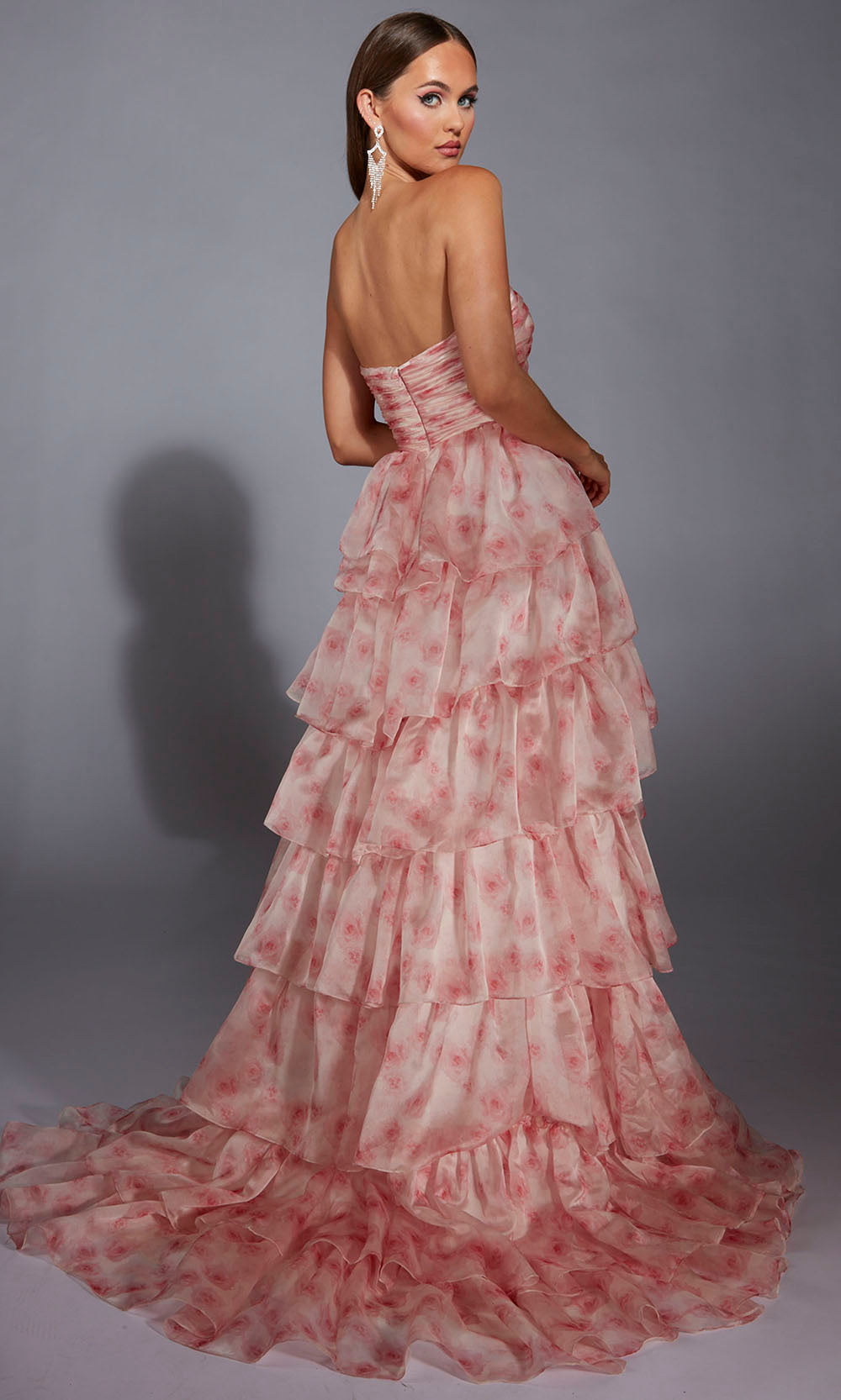 Aerie Couture 340 - Tiered Organza Print Formal Gown Prom Dresses